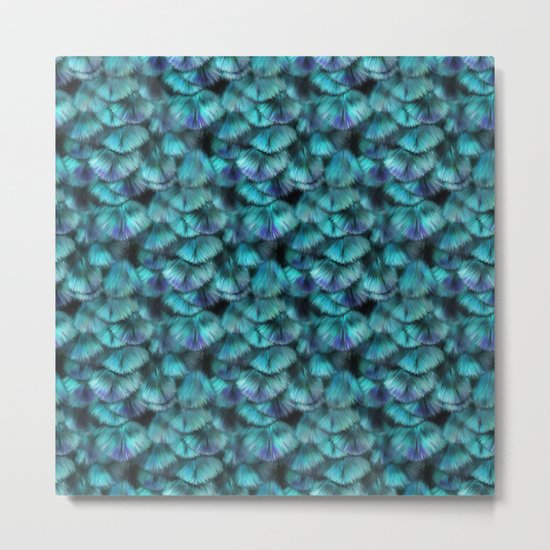 Isis Blue Feather Pattern Metal Print