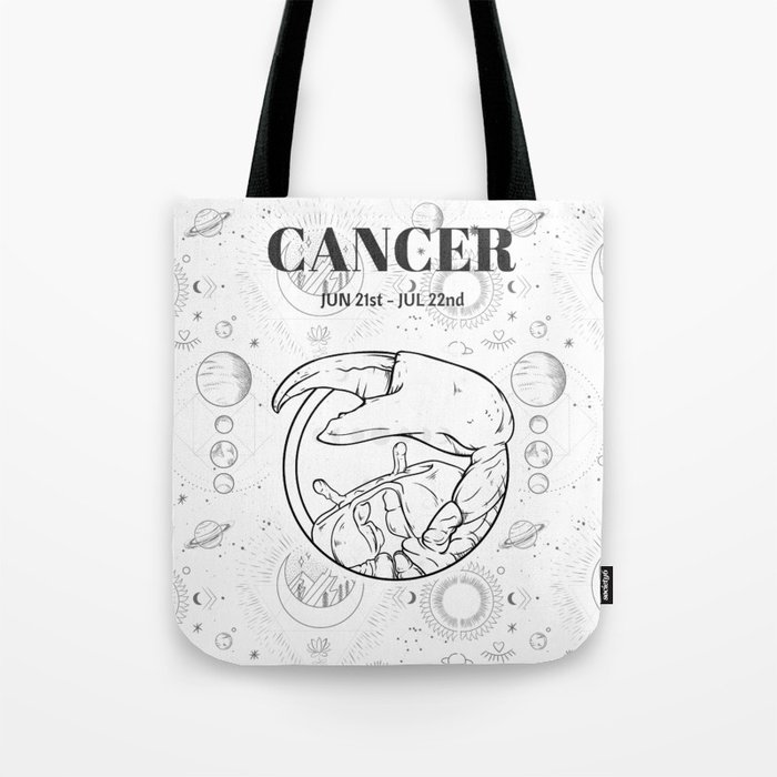 Cancer Star Sign (Black and White) Tote Bag