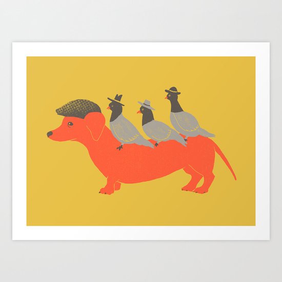 Taxi-Dog (yellow) Art Print