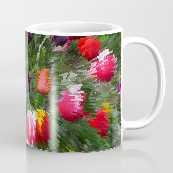 Colorful tulip garden pixel art Coffee Mug