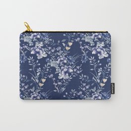 Chinoiserie Flowers Blue on Blue Carry-All Pouch