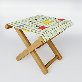 Dancing like Piet Mondrian - Composition with Red, Yellow, and Blue on the light green background Folding Stool