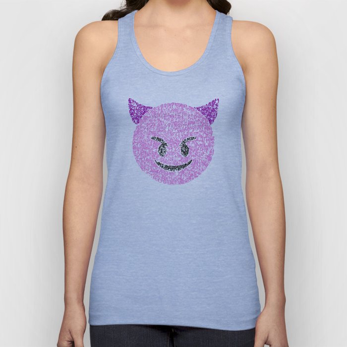 Emoji Calligraphy Art :Smiling face with horns Tank Top