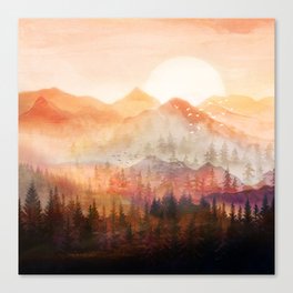 Forest Shrouded in Morning Mist Canvas Print