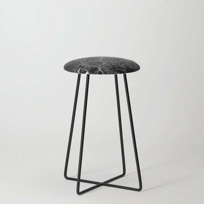 San Francisco Black And White Map Counter Stool
