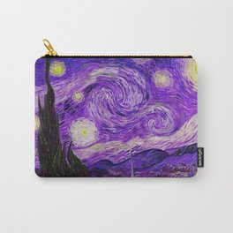The Starry Night - La Nuit étoilée oil-on-canvas post-impressionist landscape masterpiece painting in alternate purple by Vincent van Gogh Carry-All Pouch