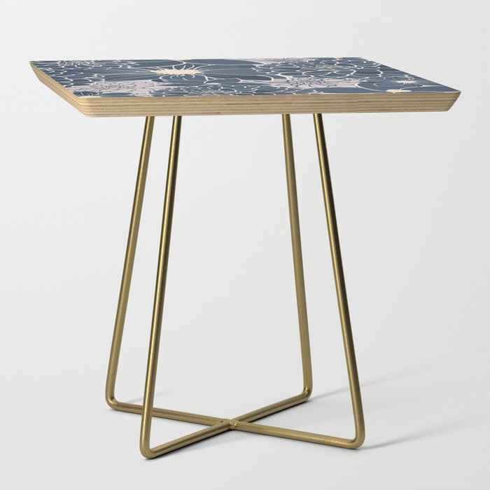 Navy Dahlia Side Table