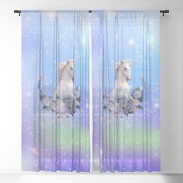 Unicorn and Flowers Sheer Curtain