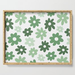 Daisy Flower Pattern (sage green/white) Serving Tray