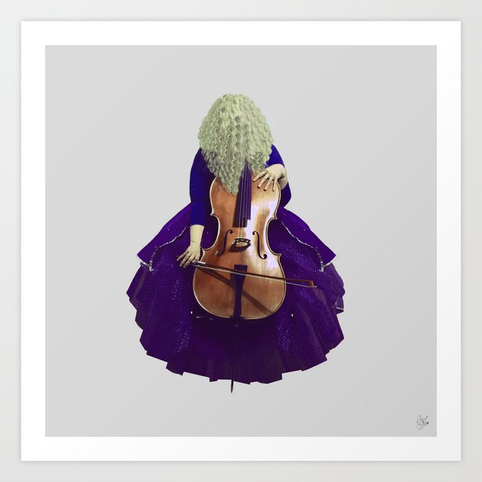 Ultra Blue Cellist Art Print