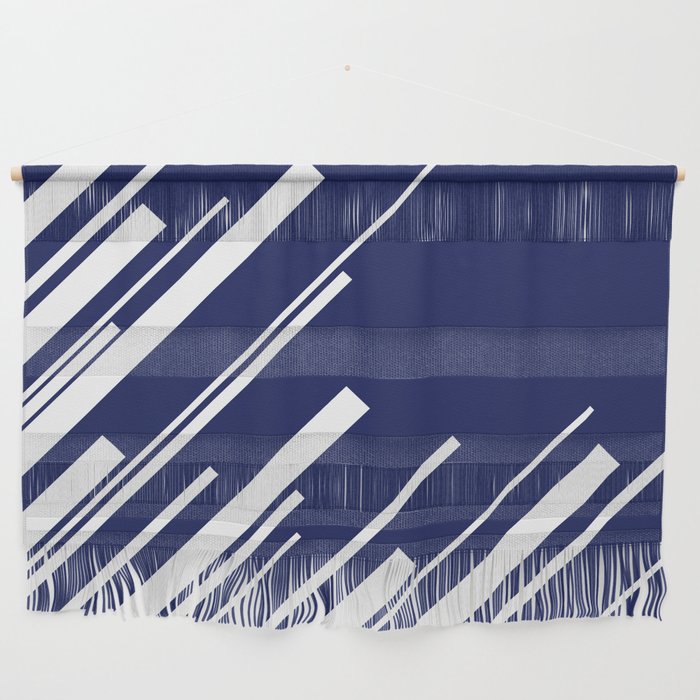 Diagonals - Blue and White Wall Hanging