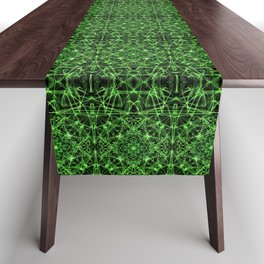 Liquid Light Series 25 ~ Green Abstract Fractal Pattern Table Runner