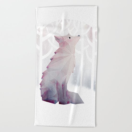 Fox in the Snow Beach Towel