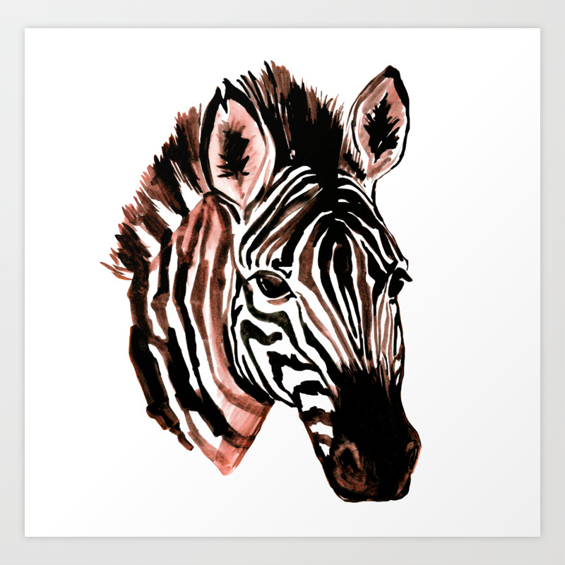 Zebra. Cartoon Watercolor Zebra. Savanna zebra lover. Art Print by  ZheltakovaIana | Society6