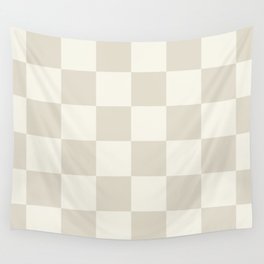 Checkerboard Check Checkered Pattern in Mushroom Beige and Cream Wall Tapestry