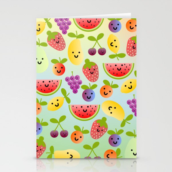 Colourful Kawaii Summer Fruit Stationery Cards