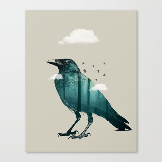 Teal Raven Canvas Print