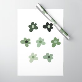 Sage Green Daisy Flowers Wrapping Paper