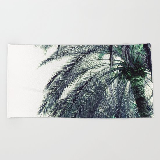 Teal Palm Tree Beach Towel