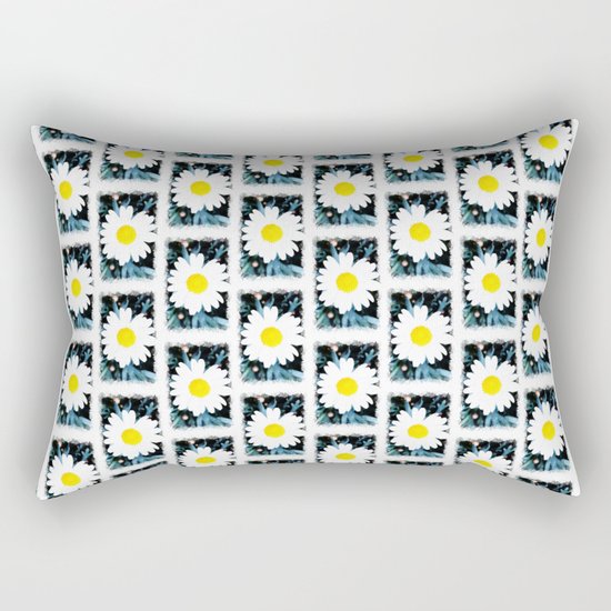 SMILE Pattern - White Daisy Flower #1 Rectangular Pillow