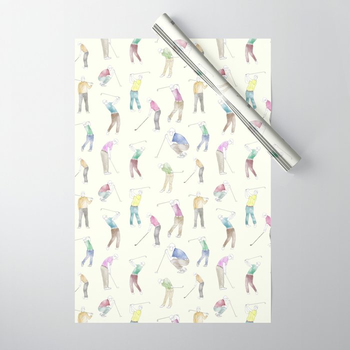 Watercolor Golfers // Ivory Wrapping Paper
