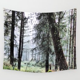 Scottish Pine Forest Misty View in I Art and Afterglow  Wall Tapestry