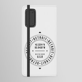 Detroit, Michigan, USA - 1 - City Coordinates Typography Print - Classic, Minimal Android Wallet Case