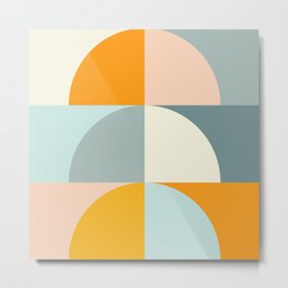 Summer Evening Geometric Shapes in Soft Blue and Orange Metal Print | Softblue, Vivid, Modernist, Modern, Cool, Geometric, Abstractgeometry, Zen, Serene, Water 