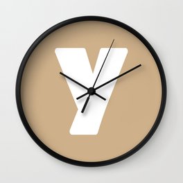 y (White & Tan Letter) Wall Clock