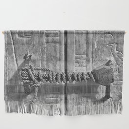 The unbroken seal on Tutankhamun’s tomb, Egyptian pyramids, Giza, King Tut burial chamber black and white photograph - photography - photographs Wall Hanging