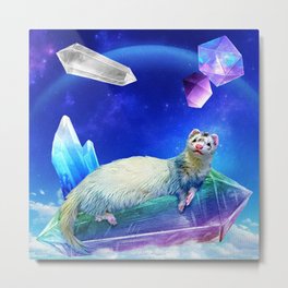 Ferret in the Sky with Crystals Metal Print