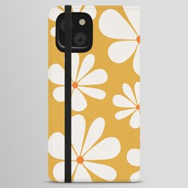 Retro Daisy Pattern - Golden Yellow Bold Floral iPhone Wallet Case
