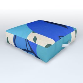 Blue Abstract Citrus #1 Moody Pamplemousse - aesthetic minimalistic illustration  Outdoor Floor Cushion | Winter, Tangerine, Kitchen, Farm House, Orange, Market, Minimal, Turquoise, Clementine, Aqua 