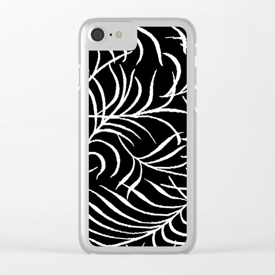 BLACK AND WHITE LEAF PALM Clear iPhone Case