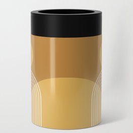 Geometric Rainbow Sun Abstract 39 in Retro Gold Shades Can Cooler