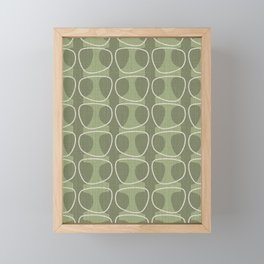 Mid Century Modern Abstract Ovals in Sage Green and Cream Framed Mini Art Print