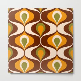 Retro 70s ovals op-art pattern brown, orange Metal Print