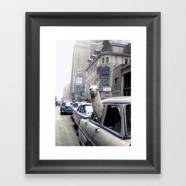 Llama Riding In Taxi In Color Framed Art Print