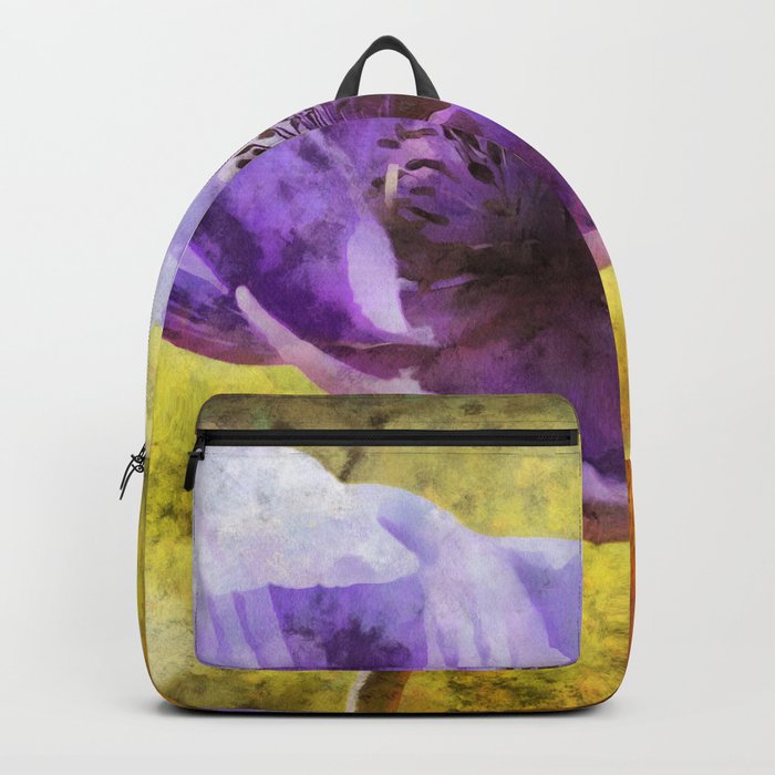 Mauve Anemone Flower Acrylic Painting Backpack