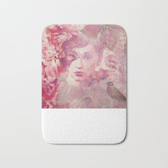 Lost Moments woman romantic illustration in shades of red Bath Mat