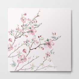 Apple Blossom Pink #society6 #buyart Metal Print | Tree, Elegant, Painting, Flowers, Branch, Watercolor, Digital, Petal, Graphicdesign, Feminine 
