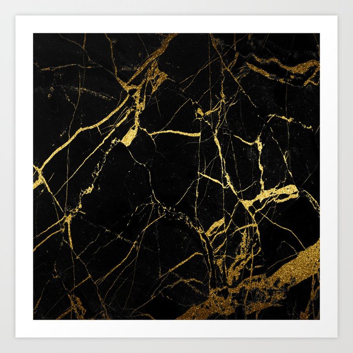 Black-Gold Marble Impress Art Print