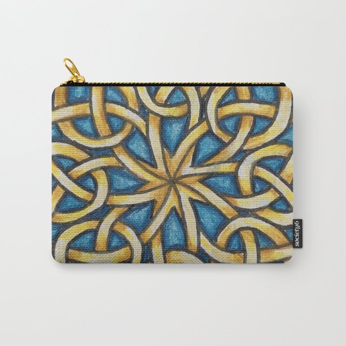 Blue and Gold Celtic Knot Carry-All Pouch
