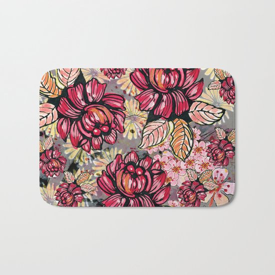 Roses and cherry blossom pattern Bath Mat
