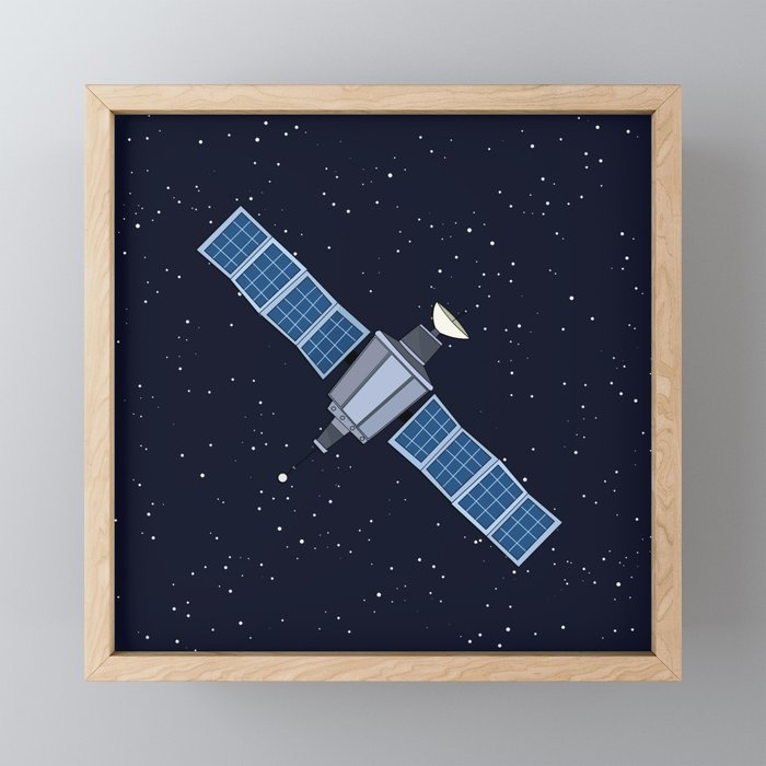 Floating Satellite Framed Mini Art Print