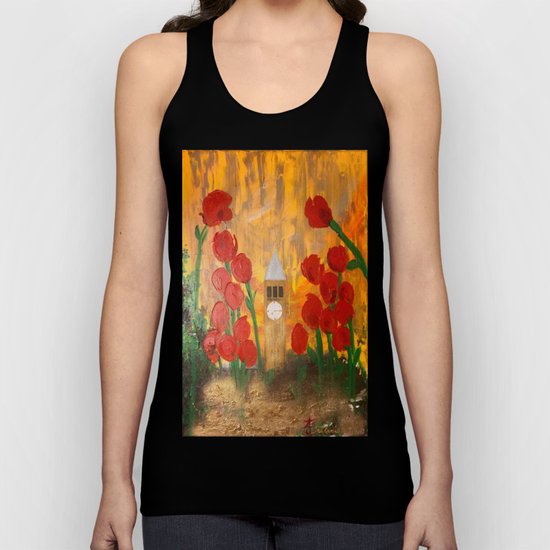150 Years of CU - An Alumni Anniversary Tribute with Red Tulip Flowers Unisex Tank Top