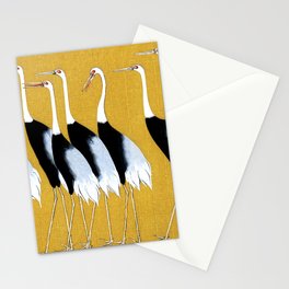 Flock of Japanese red crown crane by Ogata Korin Stationery Card