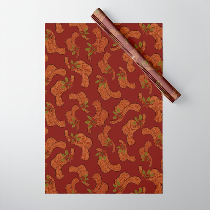 Festive Animal Print Cowgirl Style Hats with Poinsettias on Ruby Red Background Wrapping Paper