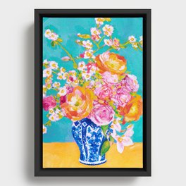 Brilliant Blooming Bouquet Framed Canvas