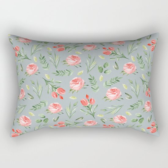 Roses. Grey pattern Rectangular Pillow